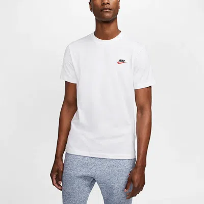 Nike Sportswear Embroidered Logo Micro Mark Solid Color Casual Round Neck Short Sleeve White