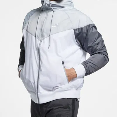 Nike Sports Windproof Colorblock Hooded Jacket Gray White Graywhite In Multi