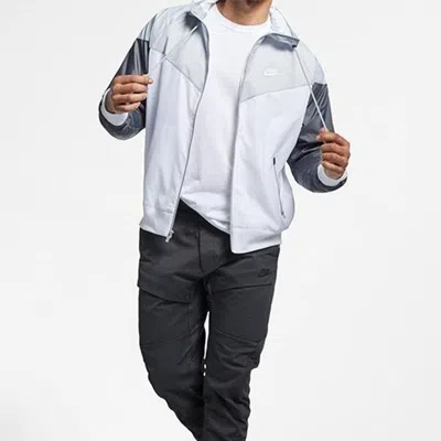 Nike Sports Windproof Colorblock Hooded Jacket Gray White Graywhite In Multi