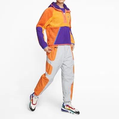 Nike Half Zipper Suede Splicing Colorblock Sports Pullover Orange
