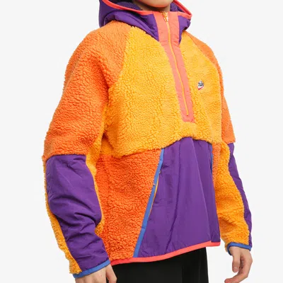 Nike Half Zipper Suede Splicing Colorblock Sports Pullover Orange