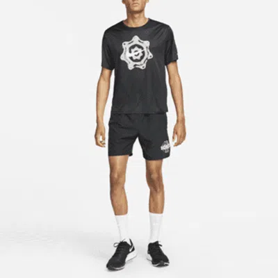 Nike Ss22 Dri-fit Solid Color Quick Dry Breathable Back Pocket Running Shorts Black