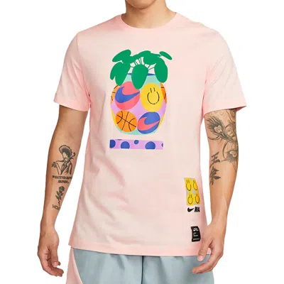 Nike Men's  Smiling Face Printing Athleisure Casual Sports Round Neck Short Sleeve Pink Red T-shirt