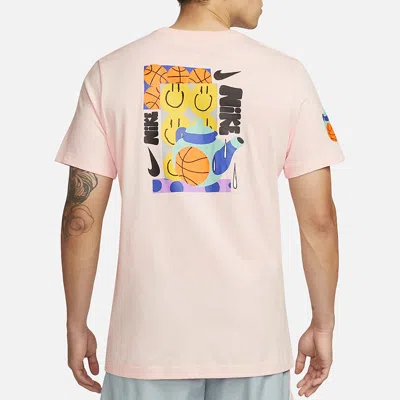 Nike Men's  Smiling Face Printing Athleisure Casual Sports Round Neck Short Sleeve Pink Red T-shirt