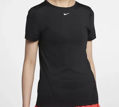 Nike (wmns)  Pro Mesh Dri-fit Slim Fit Breathable Quick Dry Training Short Sleeve Black T-shirt
