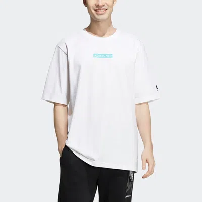 Adidas Originals Men's Adidas Neo Solid Color Pattern Printing Sports Round Neck Short Sleeve White T-shirt