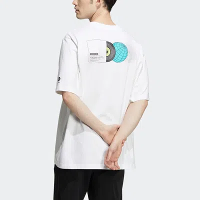 Adidas Originals Men's Adidas Neo Solid Color Pattern Printing Sports Round Neck Short Sleeve White T-shirt