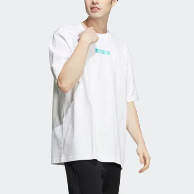 Adidas Originals Men's Adidas Neo Solid Color Pattern Printing Sports Round Neck Short Sleeve White T-shirt