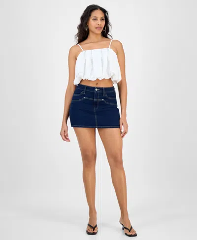 Bar Iii Women's Bubble-hem Cropped Tank Top, Exclusively At Macy's In White