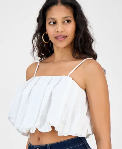 Bar Iii Women's Bubble-hem Cropped Tank Top, Exclusively At Macy's In White