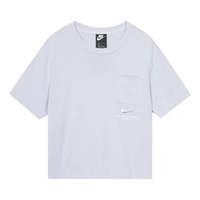 Nike (wmns)  Sportswear Swoosh 3d Logo Loose Breathable Round Neck Short Sleeve Purple In Gray