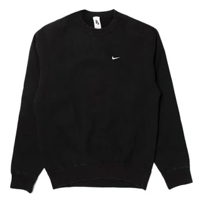 Nike Solo Swoosh Oversized Logo-embroidered Cotton-blend Jersey Sweatshirt In Black