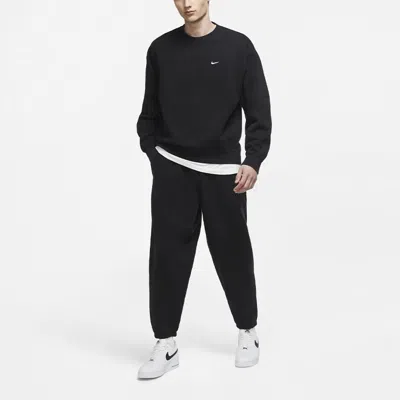 Nike Solo Swoosh Oversized Logo-embroidered Cotton-blend Jersey Sweatshirt In Black