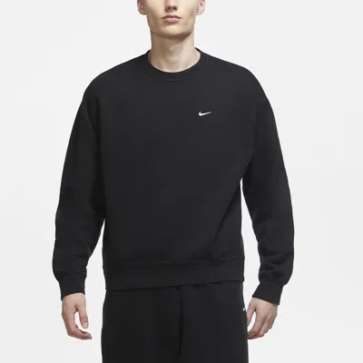 Nike Solo Swoosh Oversized Logo-embroidered Cotton-blend Jersey Sweatshirt In Black