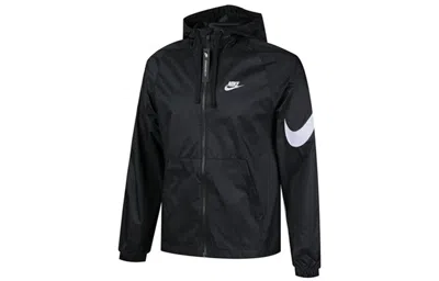 Nike Sportswear Swoosh Full-length Zipper Cardigan Hooded Jacket Black
