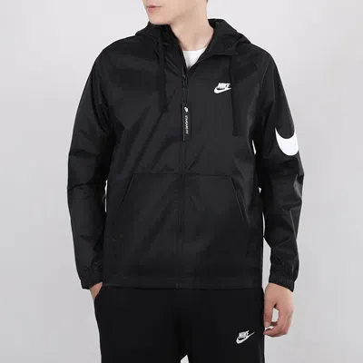 Nike Sportswear Swoosh Full-length Zipper Cardigan Hooded Jacket Black