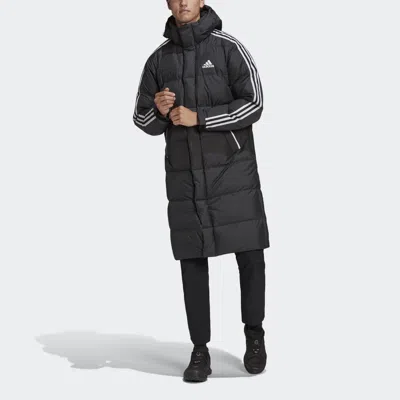 Adidas Originals Adidas 3st Long Coat Sports Hooded Down Jacket Men Black