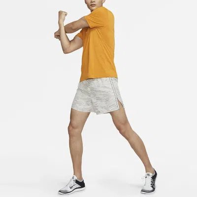 Nike Men's  Dri-fit Quick Dry Breathable Running Sports Lacing Shorts Light Bone In White