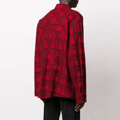 Off-white Ss20 Back Arrows Sketch Mens Plaid Shirts Red Black In Burgundy