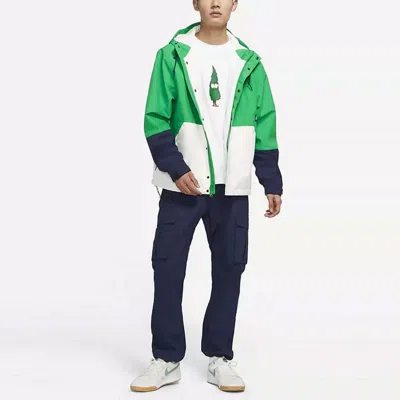 Nike Sb Storm-fit Woven Fleece Colorblock Skateboard Hooded Logo Jacket Green