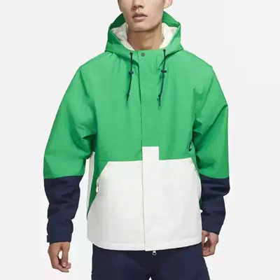 Nike Sb Storm-fit Woven Fleece Colorblock Skateboard Hooded Logo Jacket Green