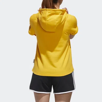 Adidas Originals (wmns) Adidas Neo Gdtm Ss Hdy Yellow Crossover Sports Hooded Pullover Short Sleeve Yellow T-shirt