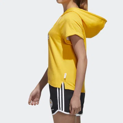 Adidas Originals (wmns) Adidas Neo Gdtm Ss Hdy Yellow Crossover Sports Hooded Pullover Short Sleeve Yellow T-shirt