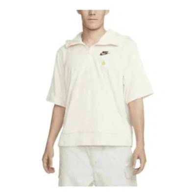Nike Men's  Sportswear Back Large Logo Half Zipper Short Sleeve White