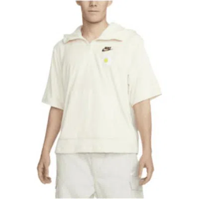 Nike Men's  Sportswear Back Large Logo Half Zipper Short Sleeve White