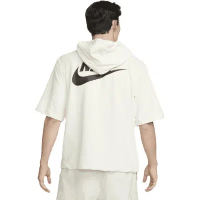 Nike Men's  Sportswear Back Large Logo Half Zipper Short Sleeve White