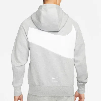 Nike Men's Lightweight Hooded Sweatshirt Swoosh Tech Fleece Pullover Hoodie In Gray