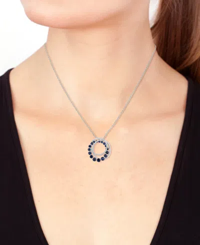 Effy Collection Effy Sapphire (1-7/8 Ct. T.w.) & Diamond (1/10 Ct. T.w.) Swirl 18" Pendant Necklace In 14k White Gol