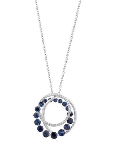 Effy Collection Effy Sapphire (1-7/8 Ct. T.w.) & Diamond (1/10 Ct. T.w.) Swirl 18" Pendant Necklace In 14k White Gol