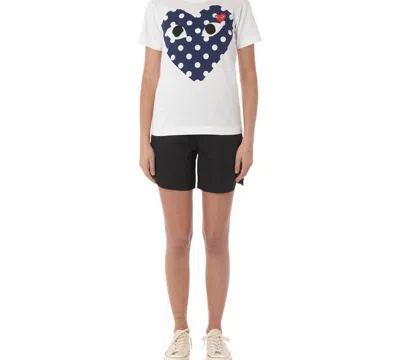 Comme Des Garçons Play (wmns) Comme Des Garcons Play Polka Dot Logo Tee 'white Navy'