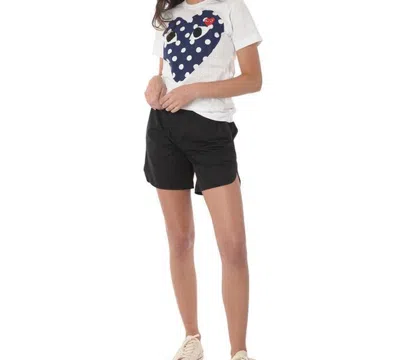 Comme Des Garçons Play (wmns) Comme Des Garcons Play Polka Dot Logo Tee 'white Navy'