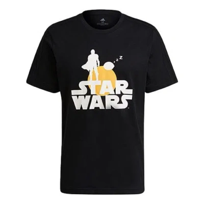 Adidas Originals Adidas X Star Wars Crossover M Str Wrs Mnd T Star War Subject Printing Round Neck Short Sleeve Black