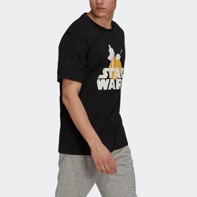 Adidas Originals Adidas X Star Wars Crossover M Str Wrs Mnd T Star War Subject Printing Round Neck Short Sleeve Black