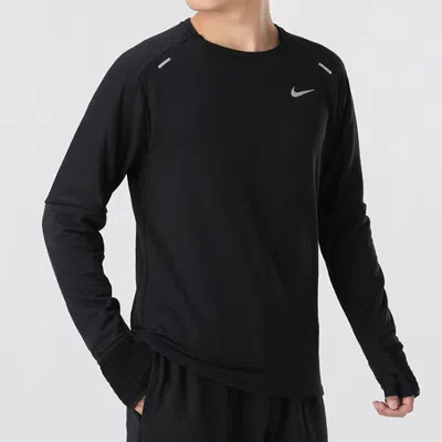 Nike Sphere Dri-fit Running Exercise Round Long Sleeve T-shirt Men's Black