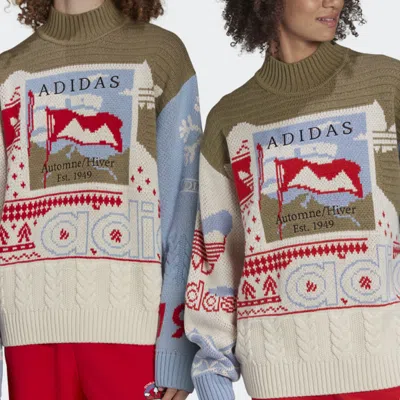Adidas Originals Unisex Xmas Jumper Half Turtleneck Sweater Multicolor