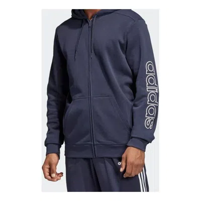 Adidas Originals Men's Adidas Sports Stylish Hooded Knit Jacket Blue