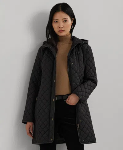 Macy's Lauren Ralph Lauren Women's Hooded Quilted Coat In Black