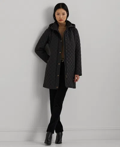 Macy's Lauren Ralph Lauren Women's Hooded Quilted Coat In Black