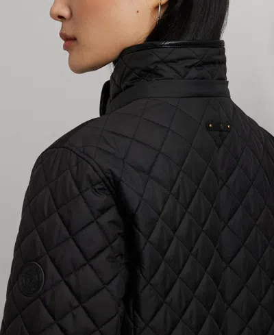 Macy's Lauren Ralph Lauren Women's Hooded Quilted Coat In Black