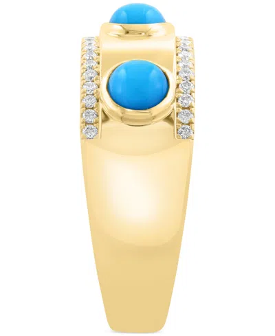 Effy Collection Effy Turquoise (4mm) & Diamond (1/5 Ct. T.w.) Band Ring In 14k Gold-plated Silver