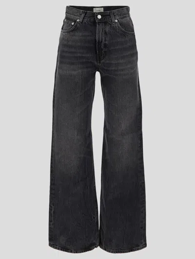 Haikure 'korea' Grey Jeans With Faded Effect And Logo Patch On The Back In Black