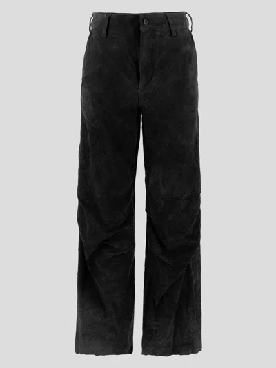 Salvatore Santoro Leather Straight-leg Trousers In Black