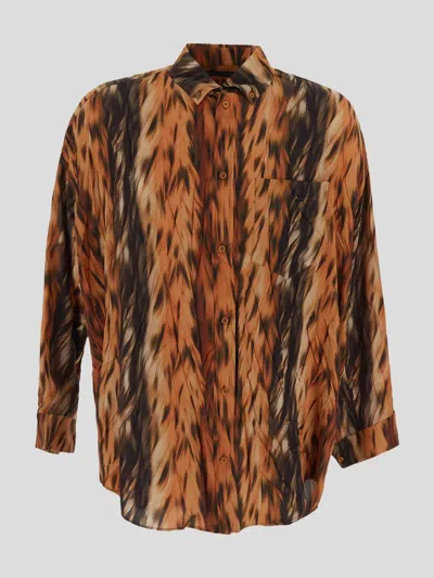 Balenciaga Fur Print Cocoon Silk Crepe Blouse In Multi