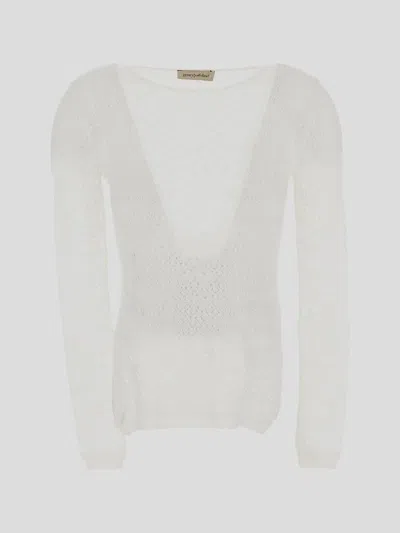 Gentryportofino Mi-transparent Perforated Tight-fitting Shirt In White