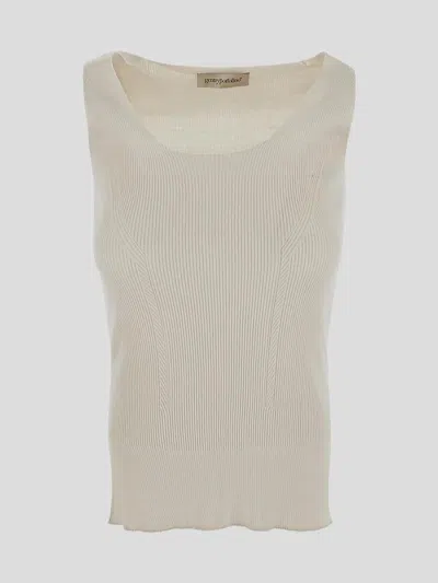 Gentryportofino Geripptes Tanktop Aus Einer Seiden-baumwollmischung