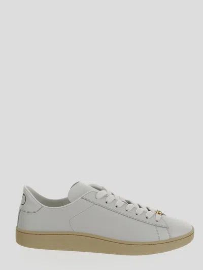 Valentino White Leather Vlogo Signature Sneakers In Gray